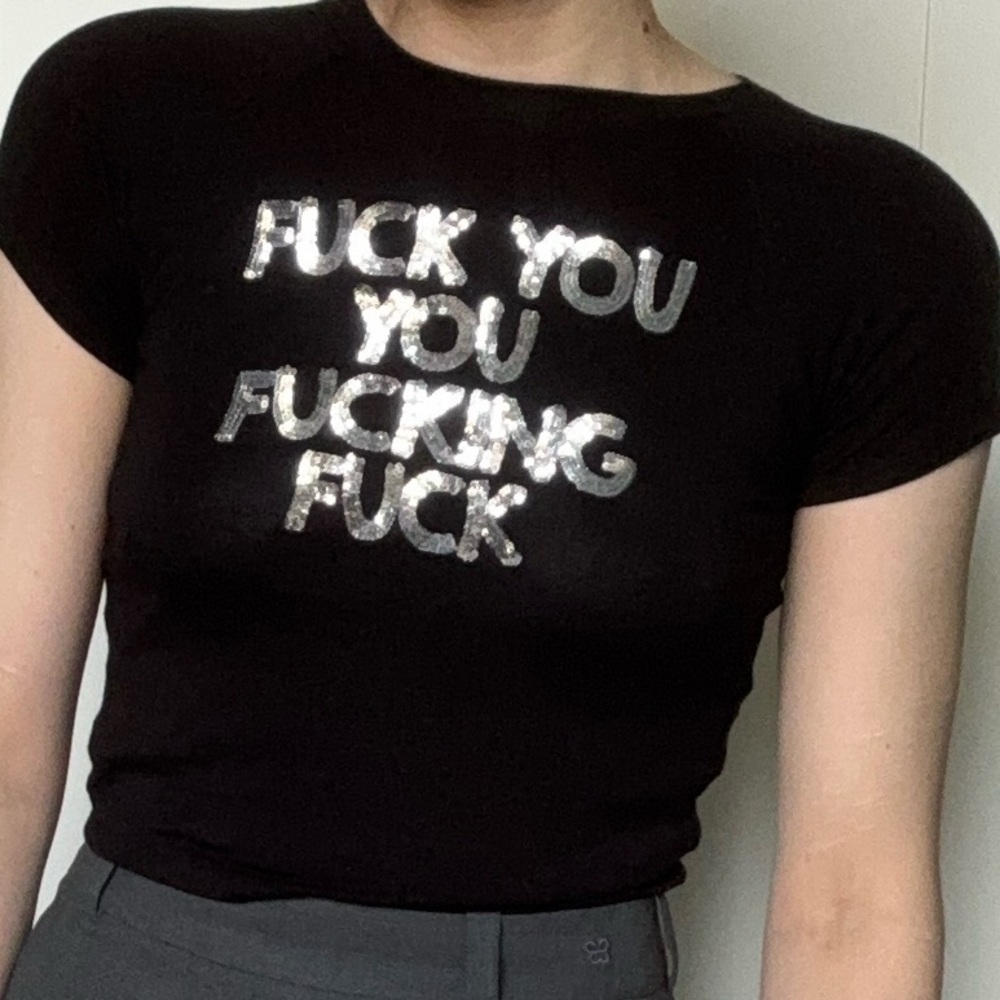 Iconic Omighty Black T-Shirt with Silver Sequin Text
